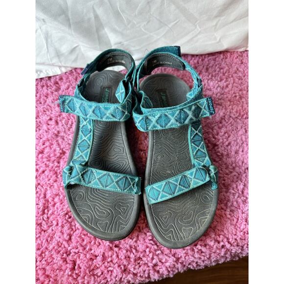 J-Sport By Jambu Womens Sandals 7 Teal/ Turquoise Slingback Geometric - Picture 11 of 11